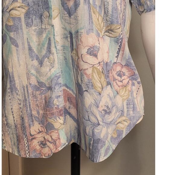 Vintage 80s Casey & Max Pastel Floral Blouse Sz Small Kitschy Grannycore Retro - Picture 3 of 10